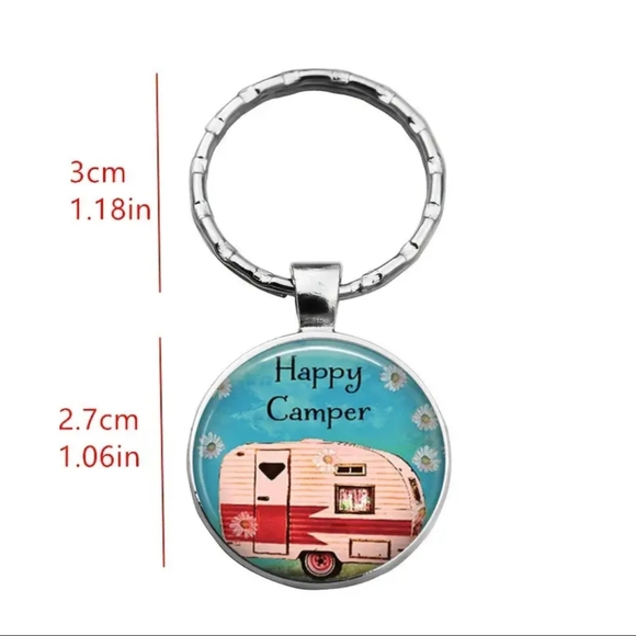🏕️ NEW Keychain Happy Camper Precious Gift! - Picture 1 of 3